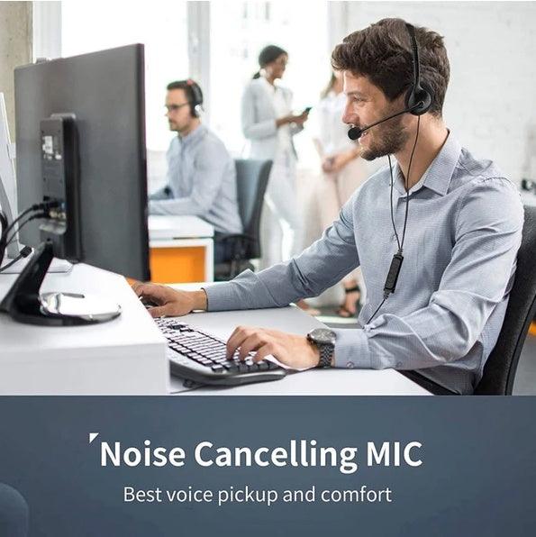 USB Headset with Noise Cancelling Microphone for PC Computer Calls & Chat