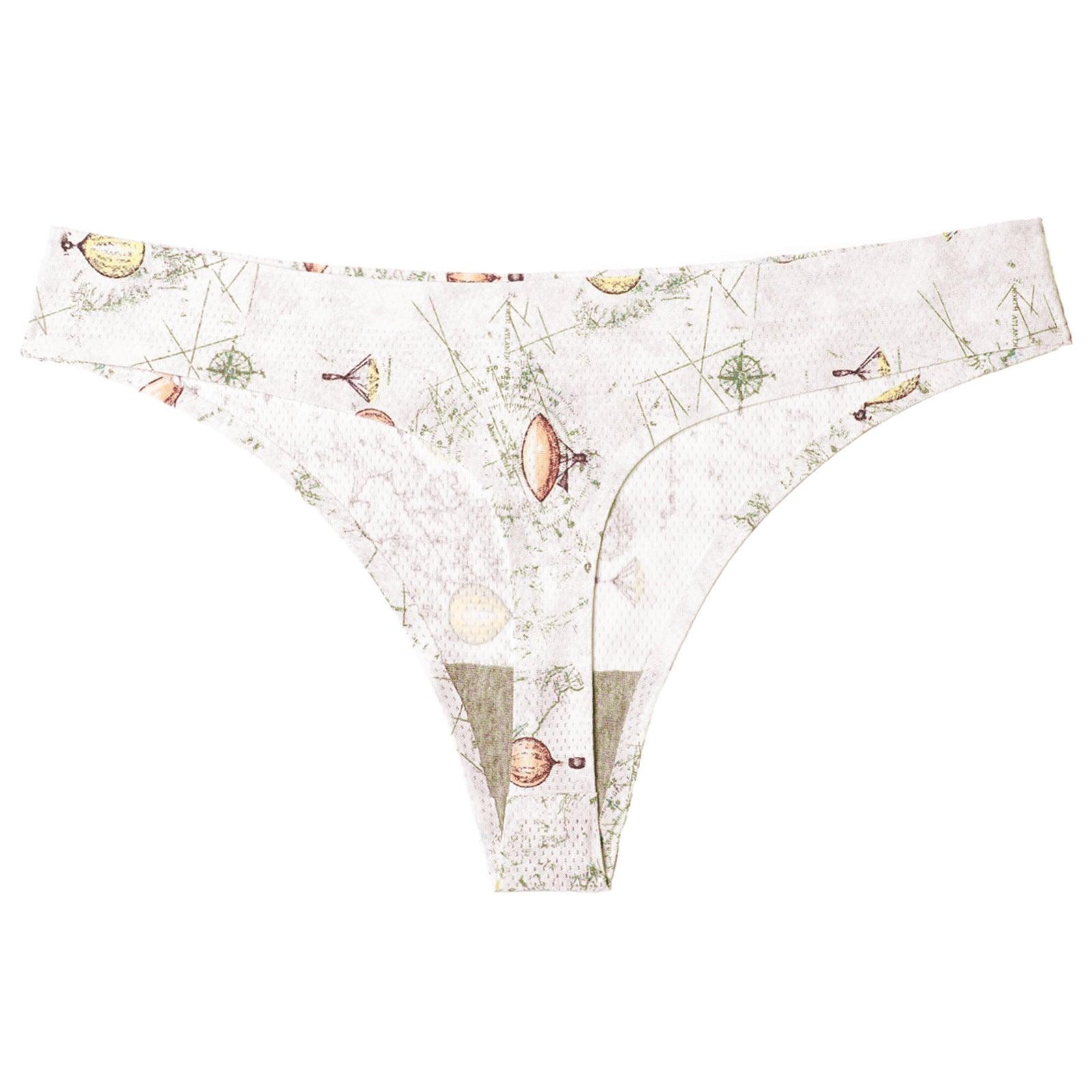 Women's Seamless Floral Print Low-Waist Briefs No-Trace Breathable