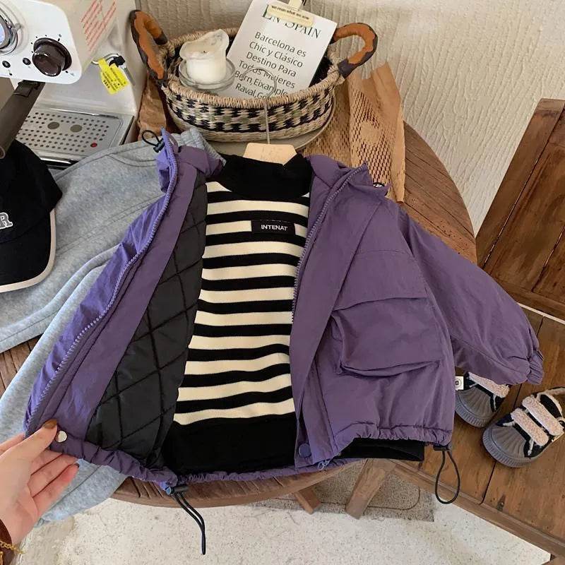 Children Fashion Personality Hoodie Padded Windproof  Winter Coat Jacket Kids