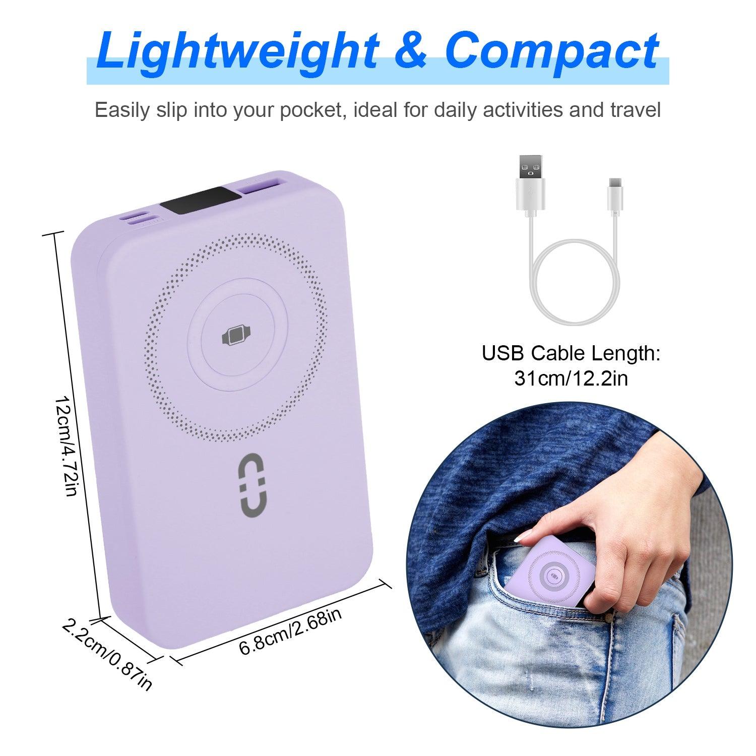 MagSafe Power Bank 10000mAh – PD20W Fast Charging, 15W Wireless, Built-In Cables, Kickstand & LCD Display | iPhone 16