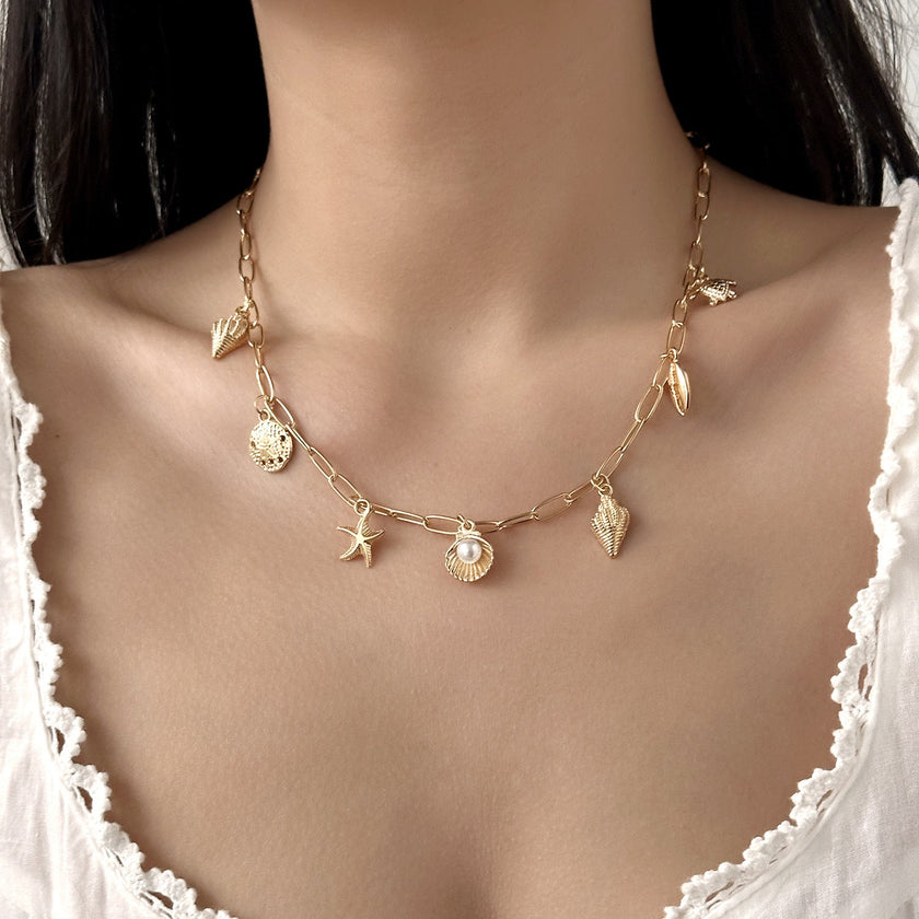 Starfish Conch Shell Turtle Pendant Necklace for Women – Ocean Beach Jewelry | Canada & USA