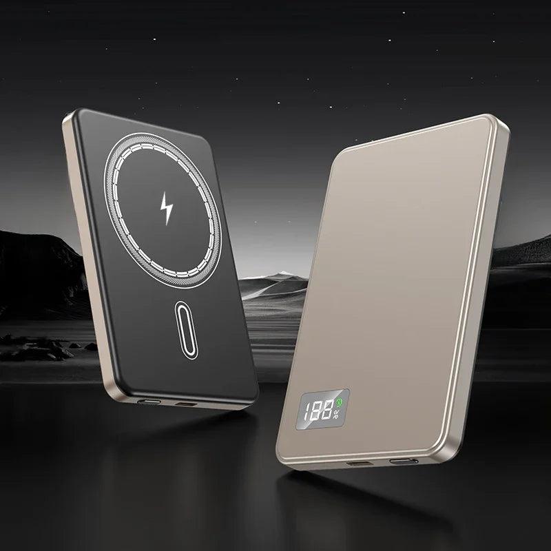 Ultra-thin Fast Charging Magnetic Power Bank With Built-in Cable