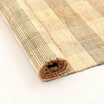 Artisan Hand Woven Jute  Cotton Grey Plaid Rug-5X7 Ft