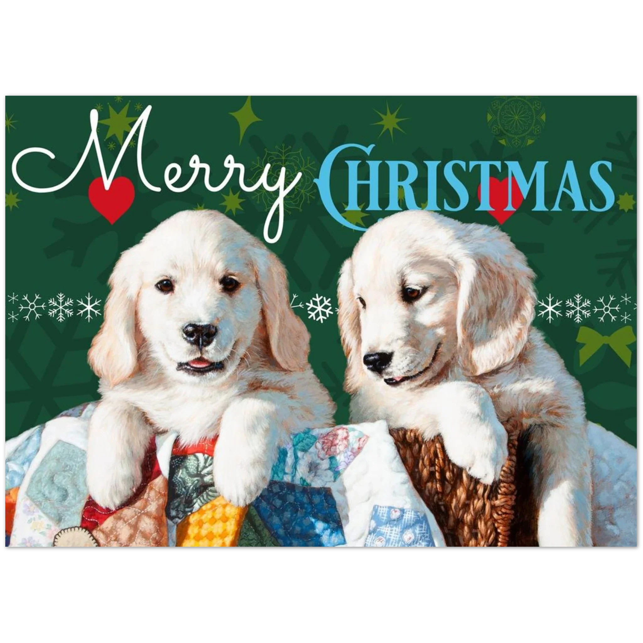 Puppy Christmas Cards – Pack of 10 Premium Folded Greeting Cards