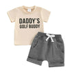 Summer Children's Thin Pure Cotton Short Sleeve Short Pants Suit Daddy's Little Boy Two piece for boys