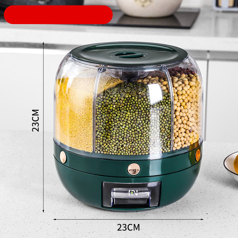 360° Rotating Rice & Grain Storage Container – Sealed Cereal Dispenser with Moisture-Proof Design