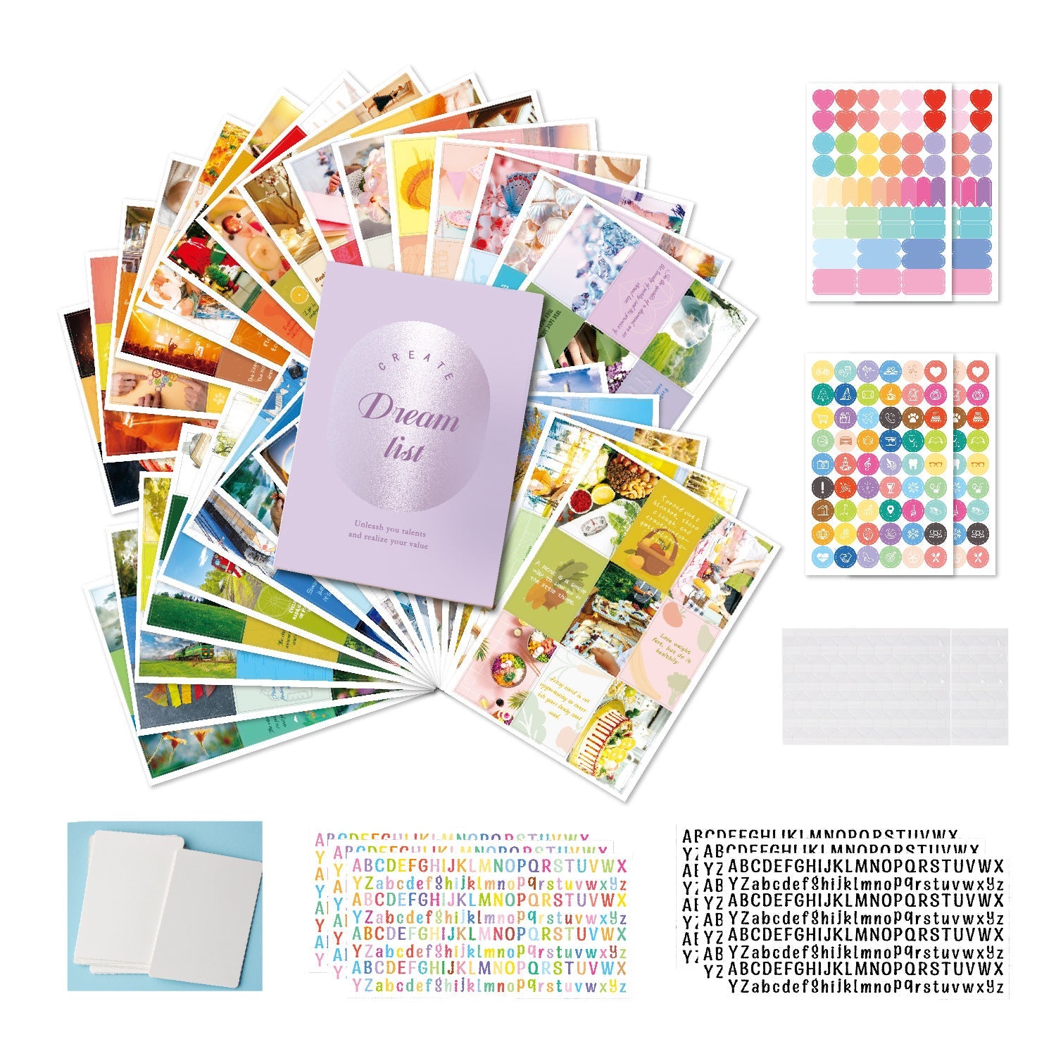 Vision Board Dream List Book Kit – Inspirational Sticker & Photo Card Set