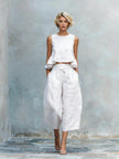 Women's 2 Piece Casual Linen Outfit Ruffle Top & Wide-Leg Pants