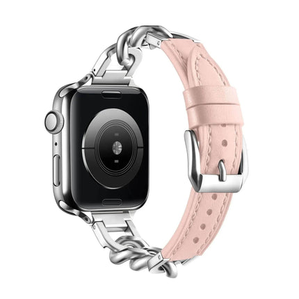 Women Leather and Stainless Steel Watch Strap for Apple  iwatch
