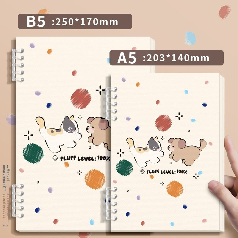 A5 Cute Loose-Leaf Notebook – Detachable Coil, Kawaii Cover Designs