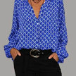 Women's V-Neck Button-Down Blouse, Long Sleeve Shirt