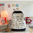 Korean Kawaii Cat School Backpack – Embroidered Nylon Bag, 5 Colours