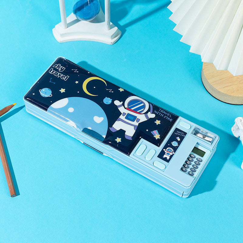 Kawaii Multifunctional Pencil Box with Calculator & Sharpener – Large Capacity