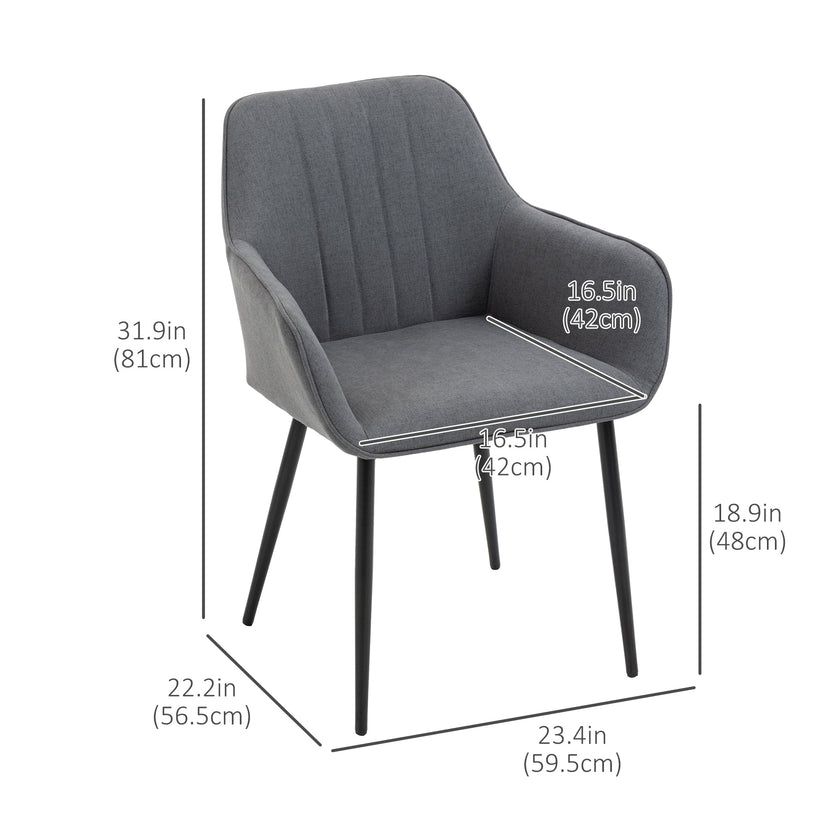 Robbie Dining Chairs Set of 2 with Armrest-Dark Grey