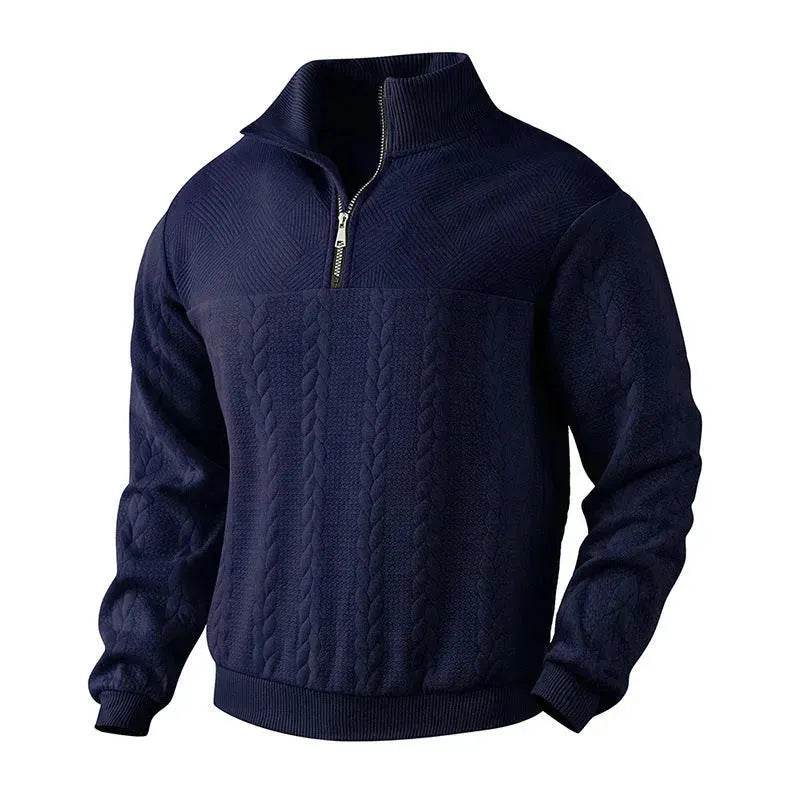 Casual Autumn Winter Half Zip Stand Collar Pullover Sweater top  Men