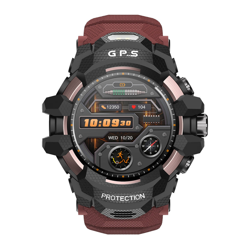 Outdoor Sport Smart Watch with Bluetooth Calling – Rugged GPS Fitness Watch (Black & Red)