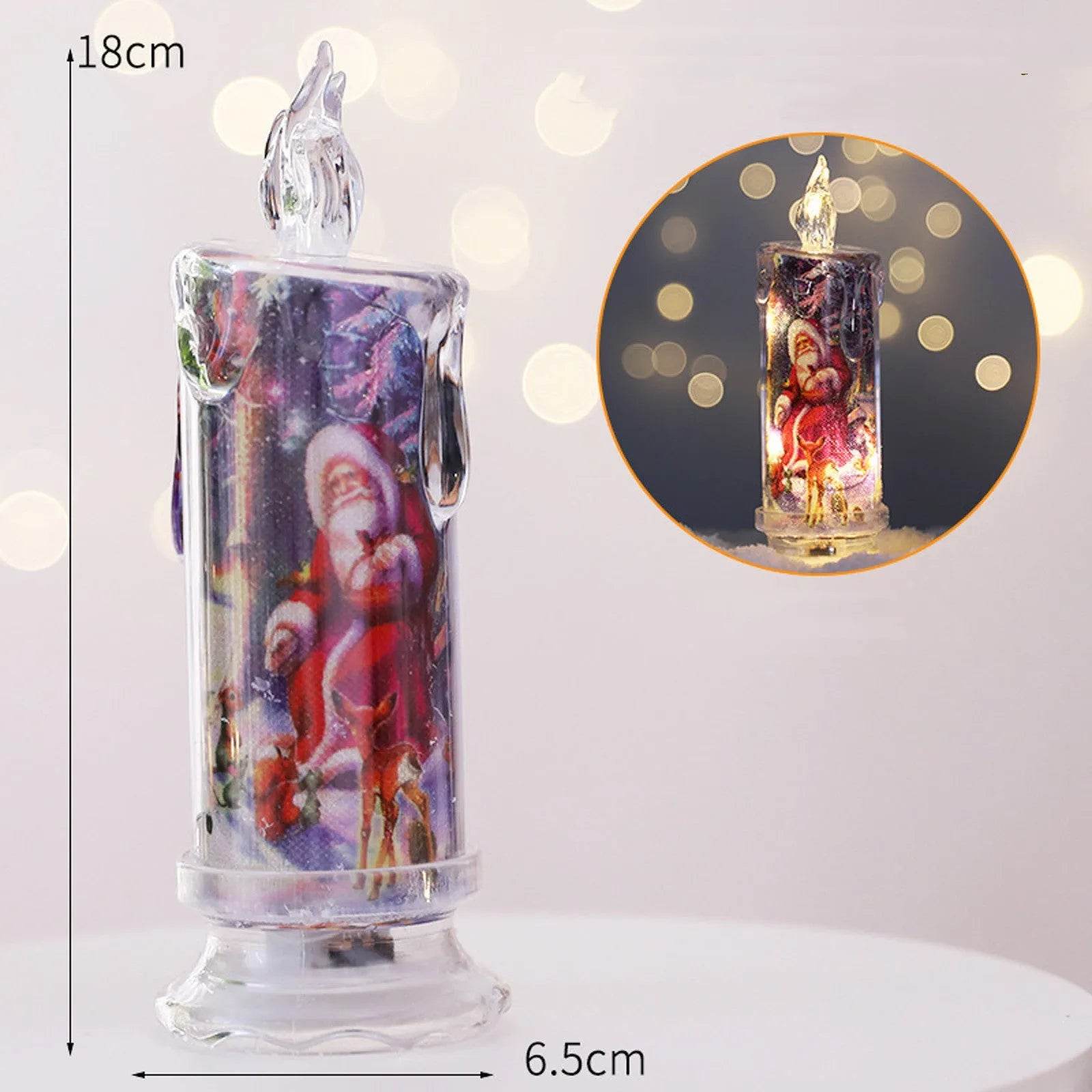 Christmas Transparent Electronic Flameless Candles Decorative Gifts