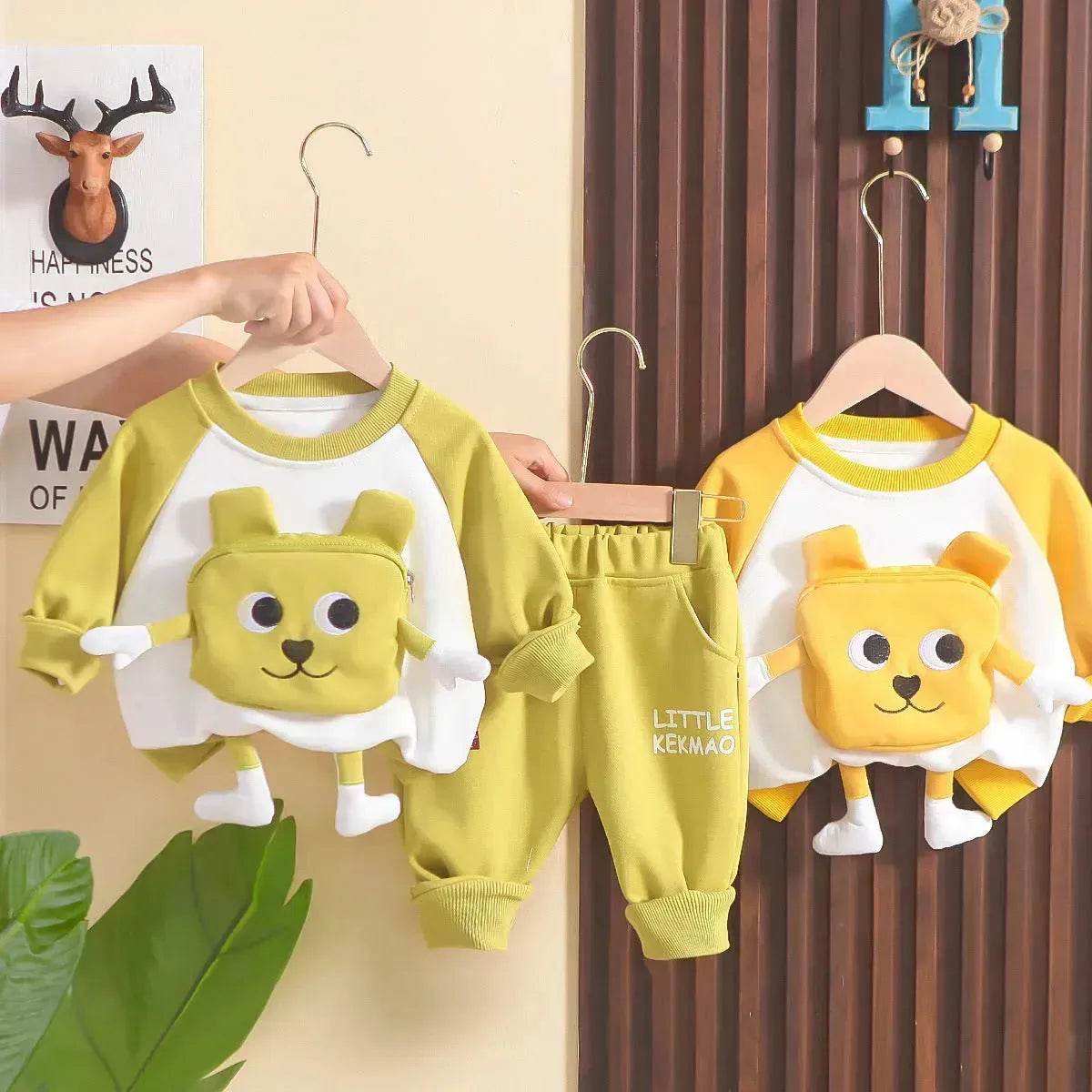 Neutral Cartoon  Autumn Clothes Suit Western Style Neutral  two piece for kids