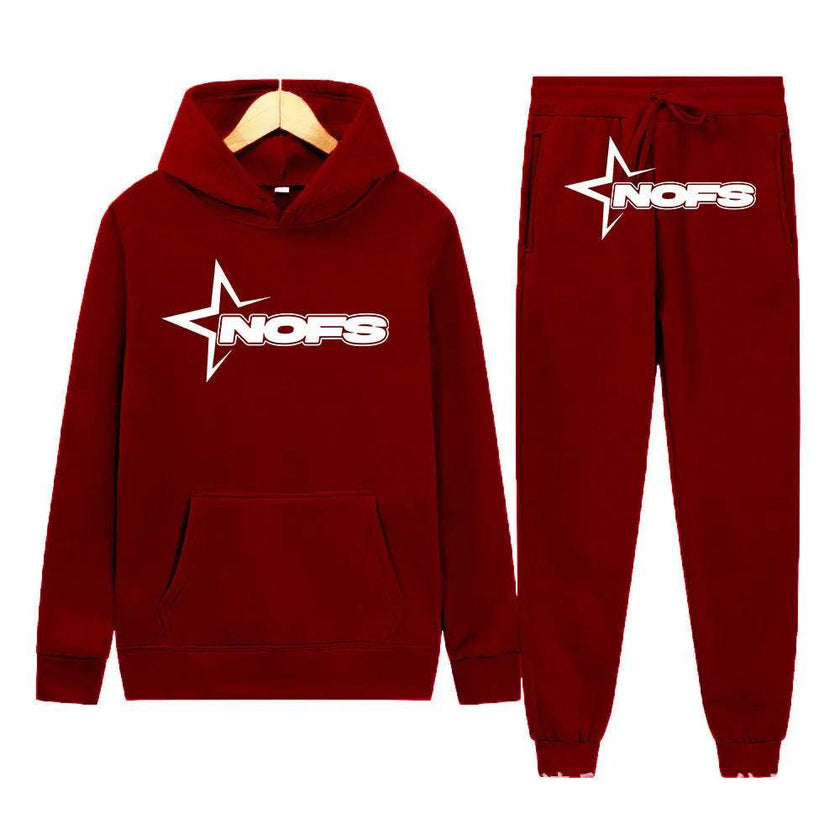2 pcs Gothic Punk Rock Streetwear Hoodie Outfit set Unisex