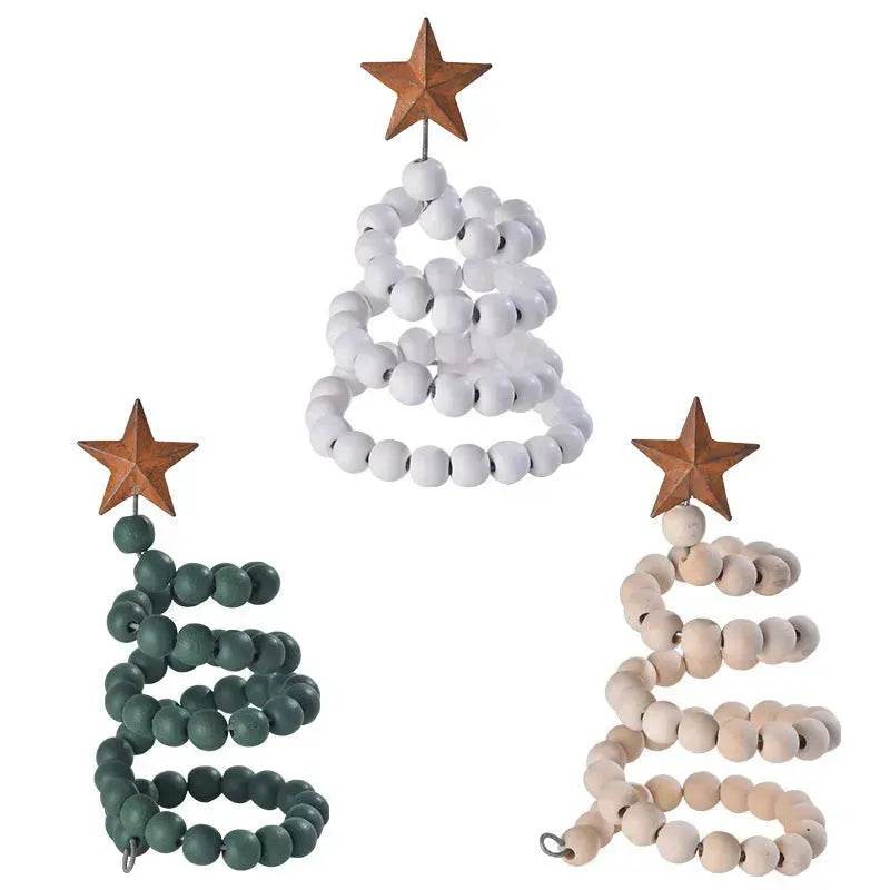 Creative Wooden  DIY Twine Wooden Bead Christmas Tree decorations Ornaments