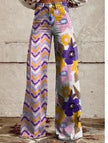 Women's Graphic Print Wide Leg Distressed Denim Pants – Plus Size Straight Leg Casual Jeans