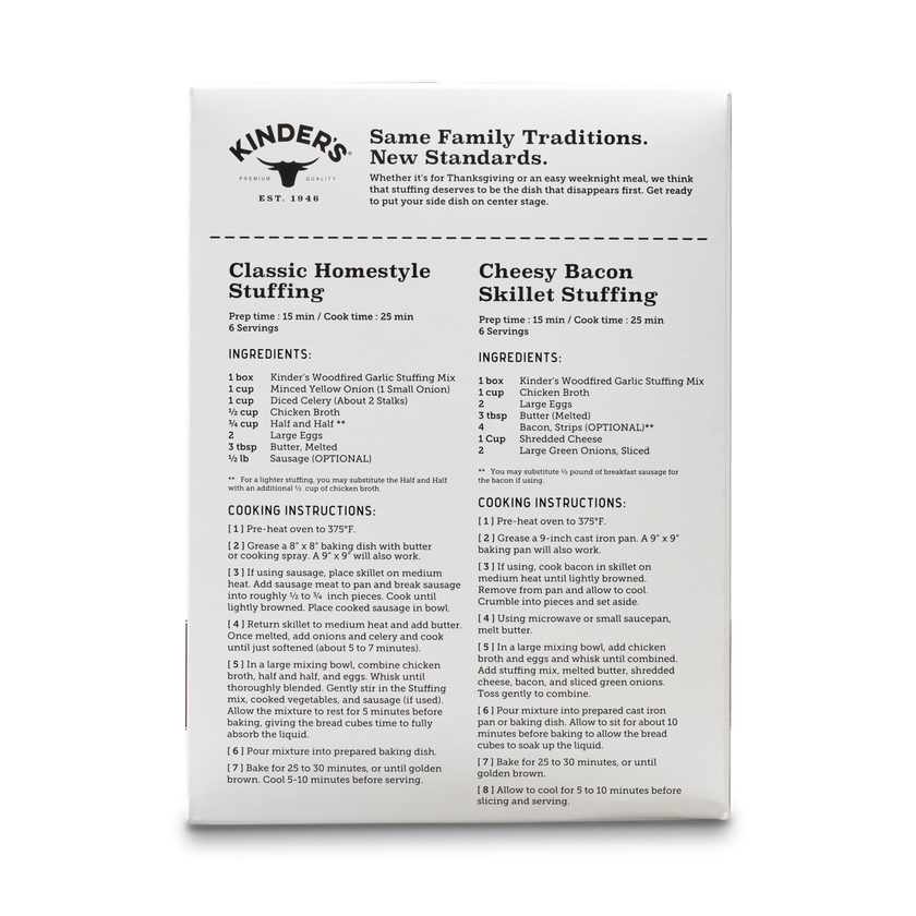 Kinder's Woodfired Garlic Homestyle Stuffing Mix