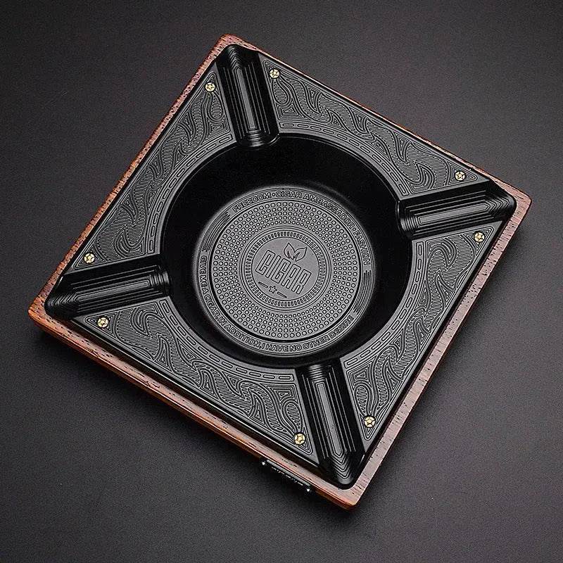 Luxury Cigar Ashtray, Wooden Metal Alloy 4-Slot and 2-Slot Cigar Rest