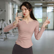 Long Sleeve V-neck Gym t-shirt for Women Athleisure top