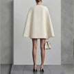 Formal V Neck Double-Breasted Mini Cape Sleeve Dress for Women