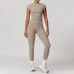 2pcs Nude feel short sleeve Workout Clothes for women Yoga Gym Clothes set