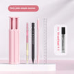 Portable 6-Pen Mechanical Pencil Set with Case – Simple & Suite Versions (White, Blue, Pink)