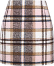 Women's High Waist Plaid Tight Pencil Wool Mini Skirt