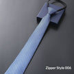 Mens Business Formal Zipper Tie With Blue Stripes