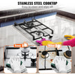 Gas Cooktop 12 Inch, Max 12250BTU 2 Burners Built-in Stainless Steel Gas Stove Top, LPG NG Convertible Dual Fuel Natural Gas Hob With Thermocouple Protection