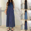 Women's Fashion Sleeveless Mum loose Long Denim Dress