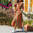 Stripe Shirt Women's Dress Spring Summer Chiffon V-neck Sexy Maxi Dresses Sexy Elegant Casual Girl Lace Women Long Sleeve