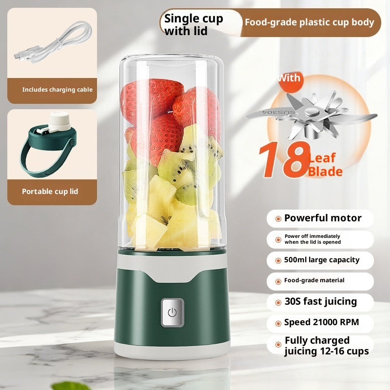 Rechargeable Electric Juicer Cup – Portable USB Blender with 6-Blade & Double Cup | 500ML