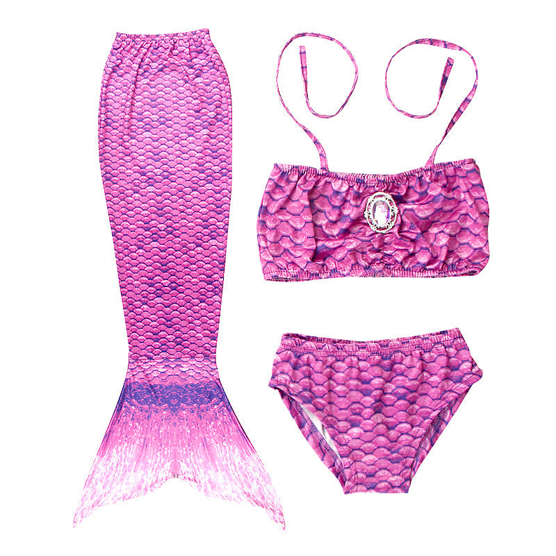 Girls Mermaid Bikini Set for Kids – 3-Piece Swimsuit with Skirt, Panties & Bra (Ages 3–8)