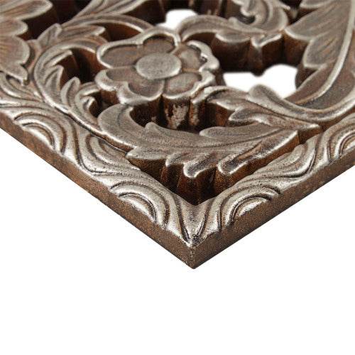 Distressed Carved Wood 2-piece Wall Decor Set
