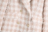 Elegant Luxury Lapel Long Sleeved Double Breasted Check tweed Blazer Women