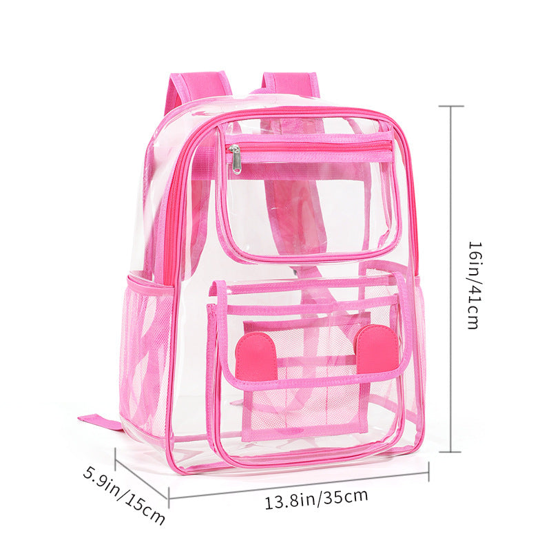 Clear PVC Transparent Backpack – Large Capacity Stadium Approved School & Travel Bag