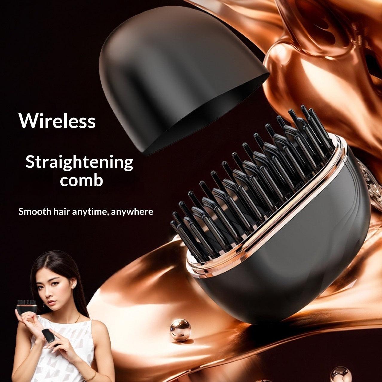 Mini Wireless Hair Straightener Comb – USB Rechargeable Portable Straightening Brush