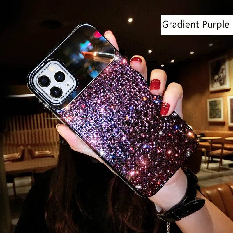 Silicone Gradual Rhinestone iphone case Apple Phone Protective  Case