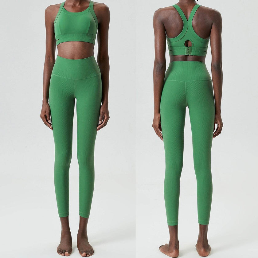 2pcs set Yoga Clothes Sleeveless Crop Workout top and Gym Leggings