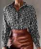 All Over Print Log sleeve Shirt Workwear Elegant Business Casual Women Button Up Shirt Women