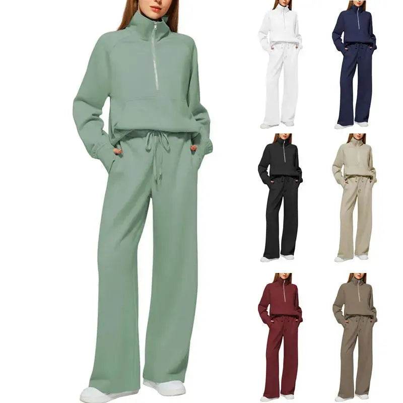 Plain Women Matching Casual Winter Tracksuit set - joggers and hoodie set for women