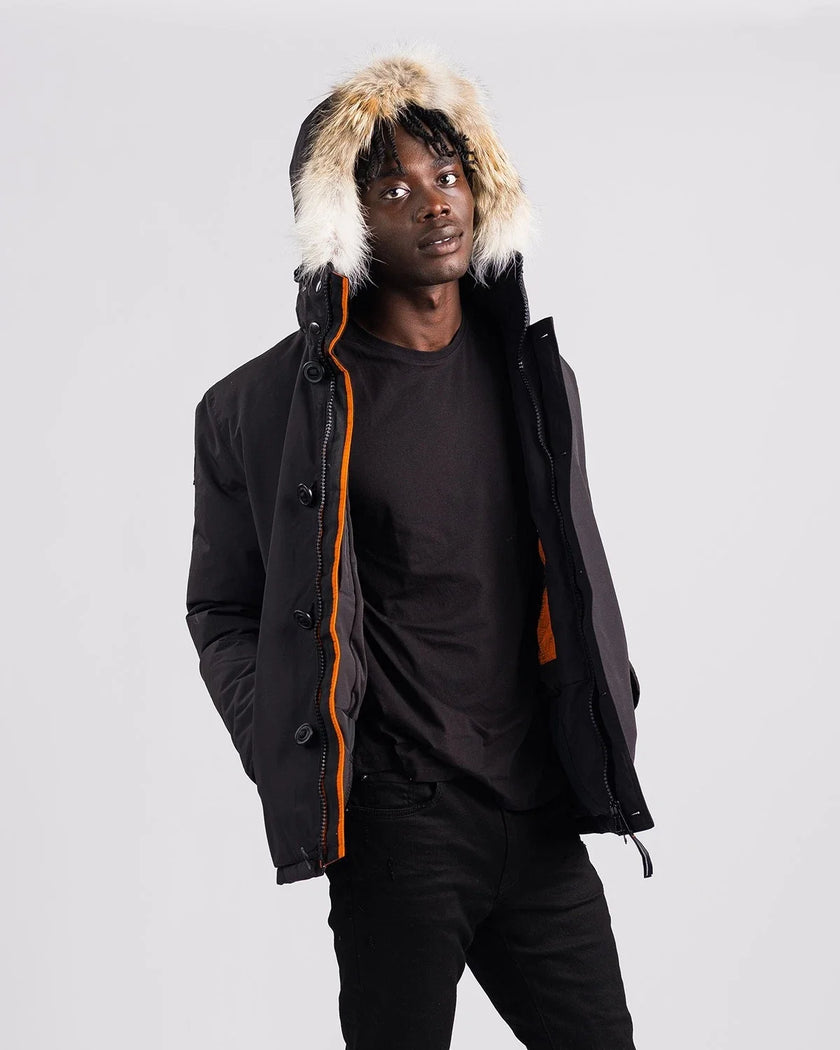 Outdoor Survival Canada Men's Nyik -40 Down Parka, Orca Black, X-Large - ON DISPLAY