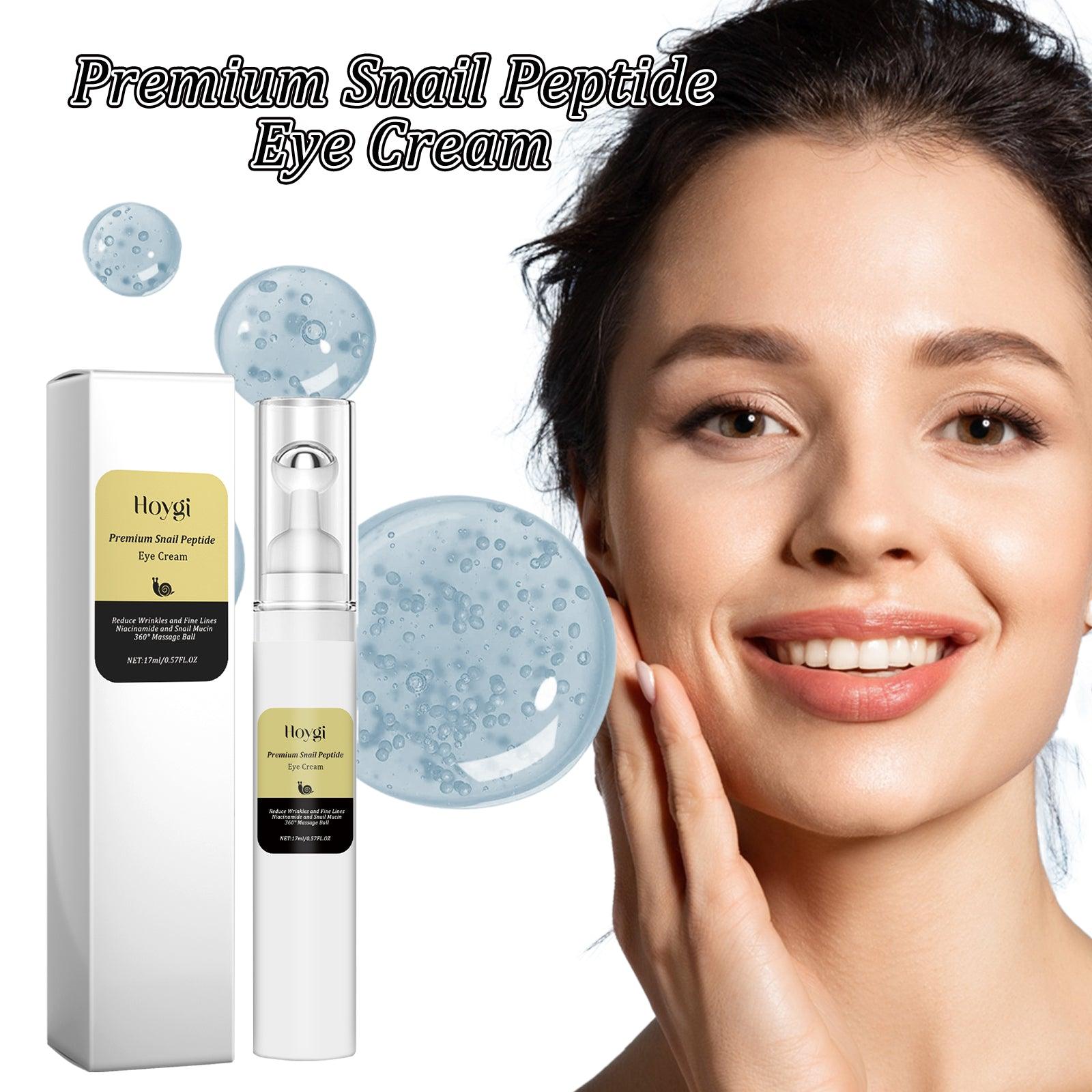 Snail Peptide Eye Cream with Roller Massager Hyaluronic Acid Collagen Puffiness Fine Lines Dark Circles