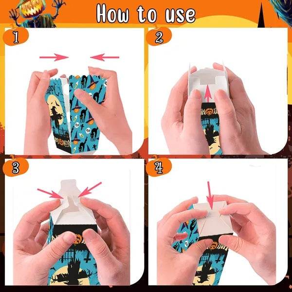 12Pcs Halloween Popcorn Box 3 Designs Spooky Halloween Trick Or Treat Boxes Bloody Theme Party Favor Snack Boxes Candy Cookie Container Paper Boxes For Halloween Holiday Party Supply