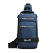 Men's Multifunction Nylon Backpack Crossbody Shoulder Bag with USB Charging Port